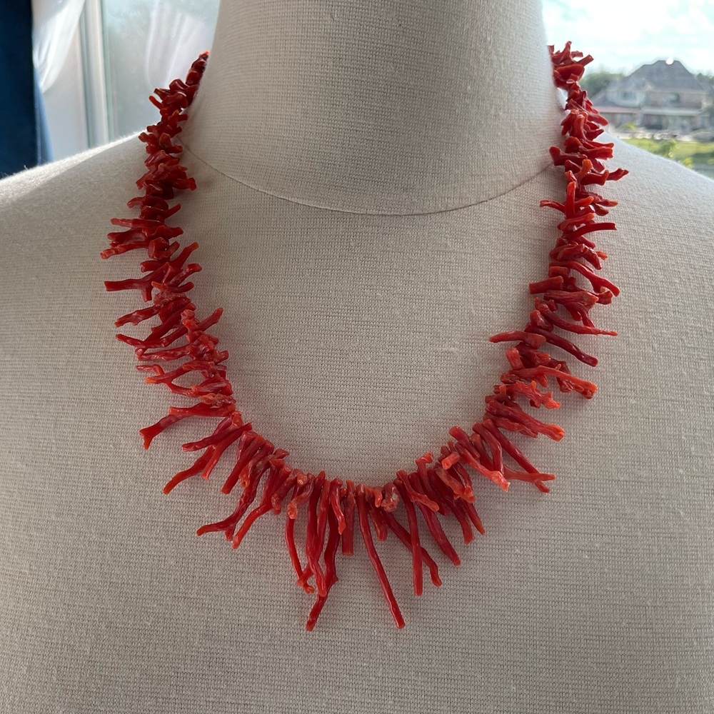 Vintage Branch Coral Necklace, Orange, 21" Long, Beach Girl, Coastal Cowgirl - Picture 11 of 13